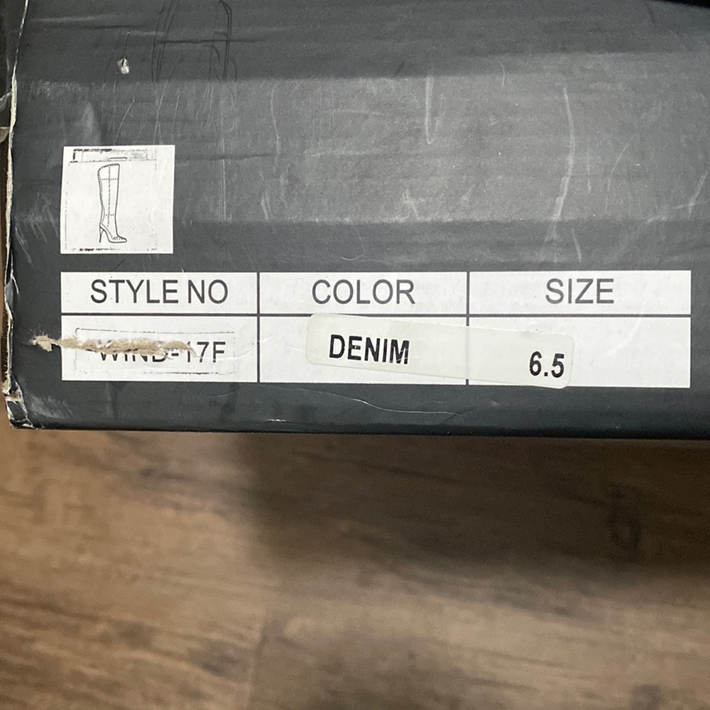 Denim thigh high boots, brand new
